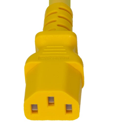 World Cord LOCKING C20 to C13 15A 250V 14/3 SJT Power Cord - Yellow