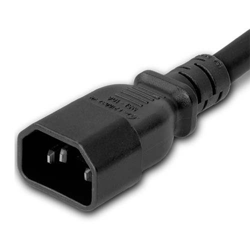 World Cord C14 to OPEN 2in ROJ + 0.25in Strip 15A 250V 14/3 SJT Power Cord - Black