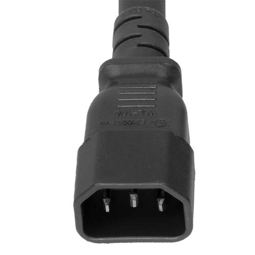 World Cord C14 to OPEN 2in ROJ + 0.25in Strip 15A 250V 14/3 SJT Power Cord - Black