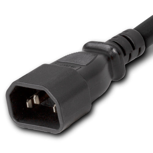 World Cord C14 to OPEN 2in ROJ + 0.25in Strip 15A 250V 14/3 SJT Power Cord - Black