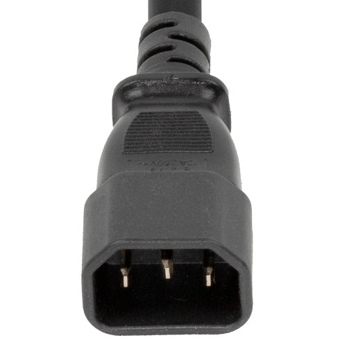 World Cord C14 to OPEN 2in ROJ + 0.25in Strip 15A 250V 14/3 SJT Power Cord - Black