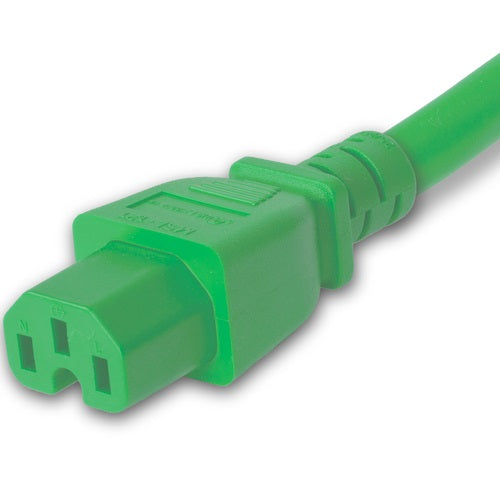 World Cord 5-15P to C15 15A 125V 14/3 SJT Power Cord - Green