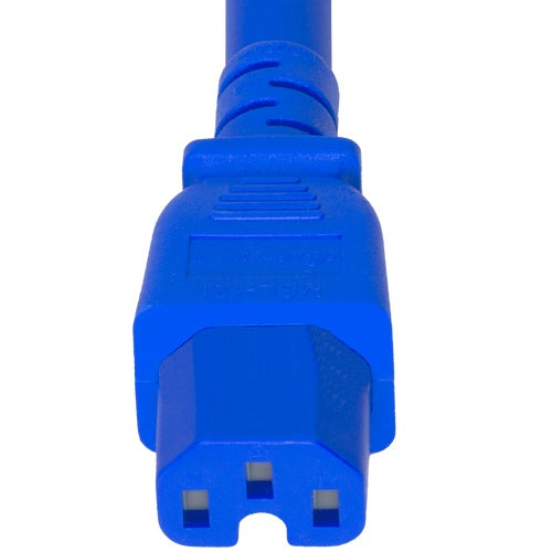 World Cord 5-15P to C15 15A 125V 14/3 SJT Power Cord - Blue