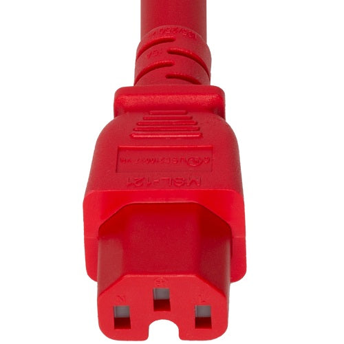 World Cord 5-15P to C15 15A 125V 14/3 SJT Power Cord - Red