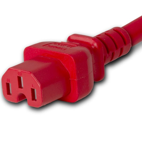 World Cord P-LOCK C14 to C15 15A 250V 14/3 SJT Power Cord - Red