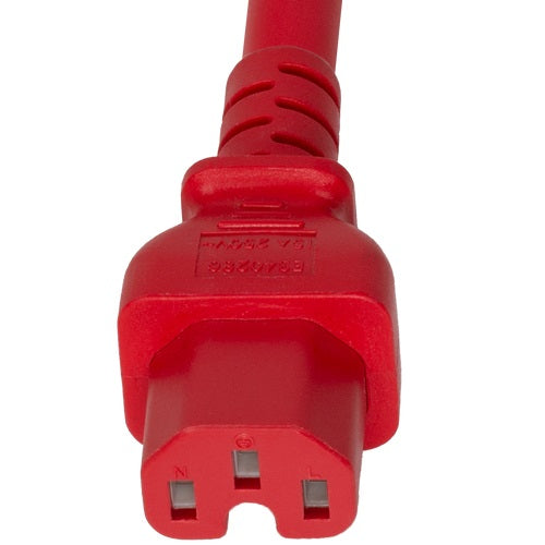 World Cord P-LOCK C14 to C15 15A 250V 14/3 SJT Power Cord - Red