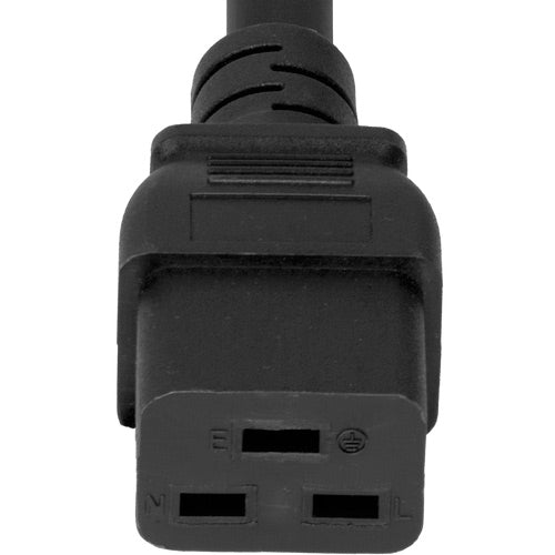 World Cord NACC Power Whip Open Ended 2" ROJ 1/4" Strip to C19 20A 250V 12/3 SJT - Black