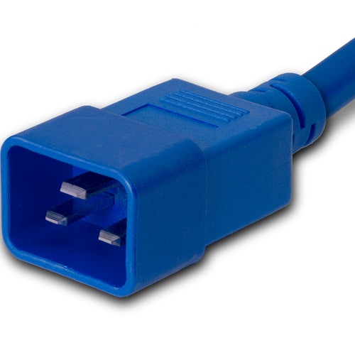 World Cord C20 to C21 20A 250V 12/3 SJT Power Cord - Blue