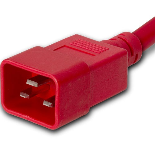 World Cord C20 to C21 20A 250V 12/3 SJT Power Cord - Red