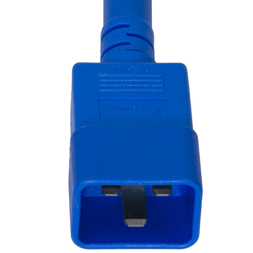 World Cord C20 to C21 20A 250V 12/3 SJT Power Cord - Blue