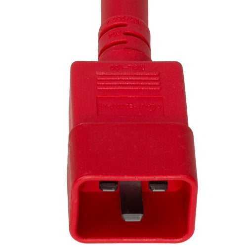 World Cord C20 to C21 20A 250V 12/3 SJT Power Cord - Red