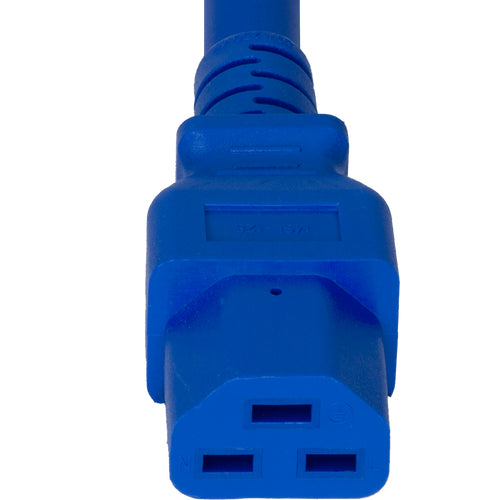 World Cord C20 to C21 20A 250V 12/3 SJT Power Cord - Blue