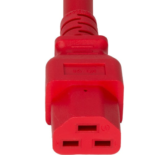 World Cord C20 to C21 20A 250V 12/3 SJT Power Cord - Red