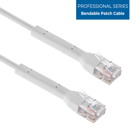 Cat6A UTP Bendable Slim Ethernet Network Cable, 28AWG - White