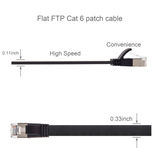 Cat6 U/FTP Flat Ethernet Network Cable, 30AWG