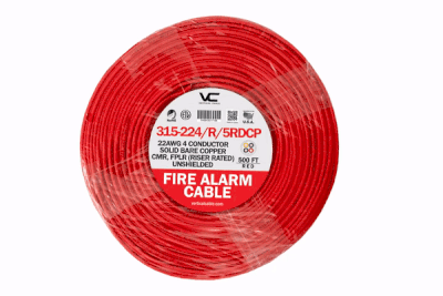 Vertical Cable Fire Alarm Cable, 22/4, Solid, Unshielded, FPLR (Riser), 500ft Coil Pack