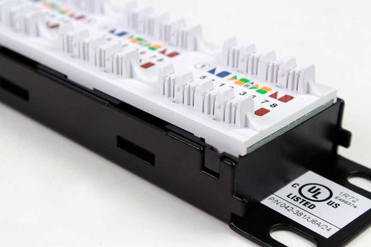 Vertical Cable 24 Port Cat6A Unshielded Patch Panel, 110 Type, 19" Rack Mountable
