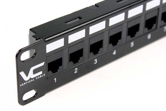 Vertical Cable 24 Port Cat6A Unshielded Patch Panel, 110 Type, 19" Rack Mountable