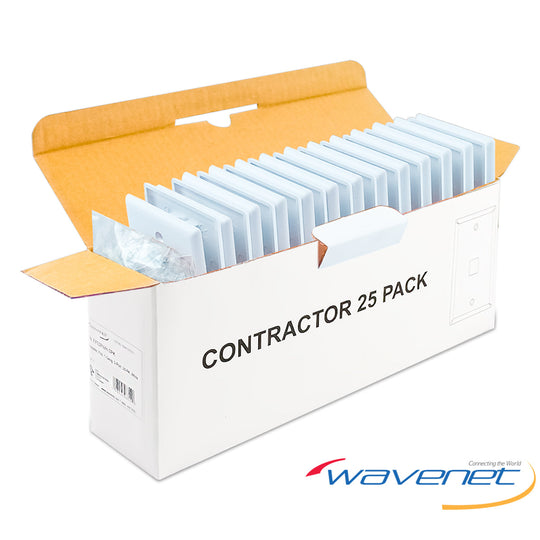 Wavenet Single Gang, Flush Style, Faceplate, Without Id Windows, 25-Pack