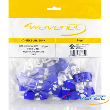 Wavenet Cat6, HDJ-Series, UTP, 110-Type, 8P8C, RJ-45, Keystone Jack,T568A/B, 25-Pack