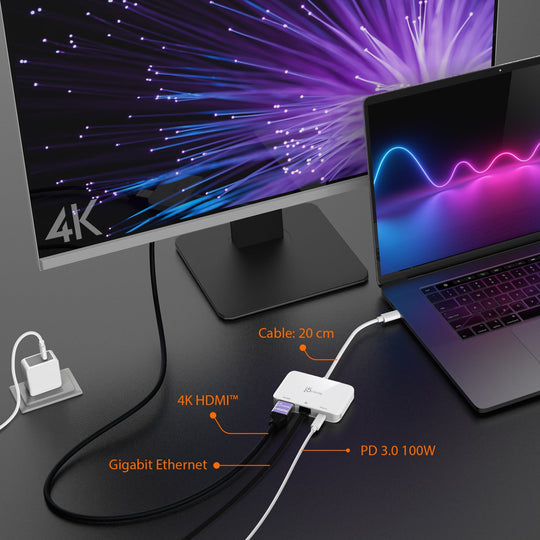 j5create USB-C® to 4K HDMI™ Ethernet Adapter, JCA351
