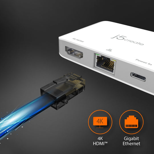 j5create USB-C® to 4K HDMI™ Ethernet Adapter, JCA351