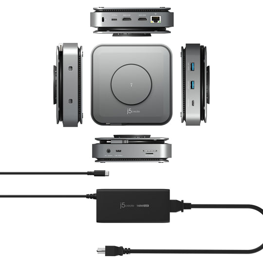 j5create USB-C® Dock Dual 4K HDMI™ with 140W GaN PD 3.1 Power Adapter, JCD3199p