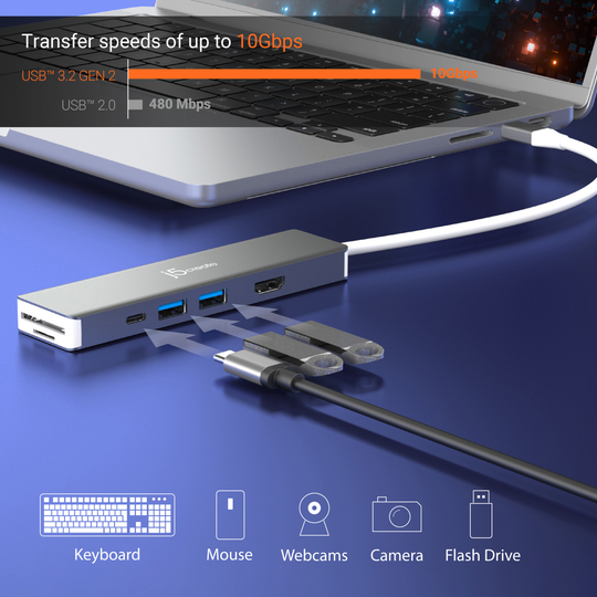 j5create 4K60 Elite USB-C® 10Gbps Multi-Adapter, JCD390