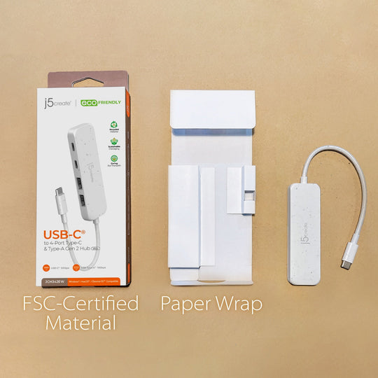 j5create Eco-Friendly USB-C® to 4-Port Type-C & Type-A Gen 2 Hub