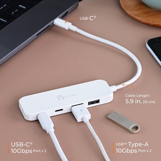 j5create Eco-Friendly USB-C® to 4-Port Type-C & Type-A Gen 2 Hub