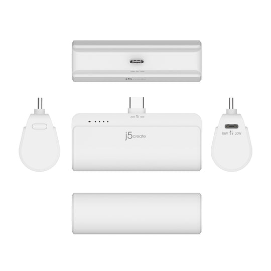 j5create USB-C® Pocket Power Bank with Charging Station, JPB5220S1A