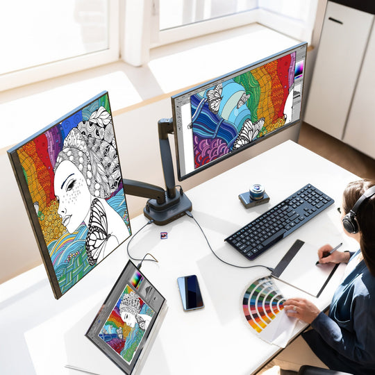 j5create Ergonomic Dual-Monitor Mount with Docking Station, JTSA302