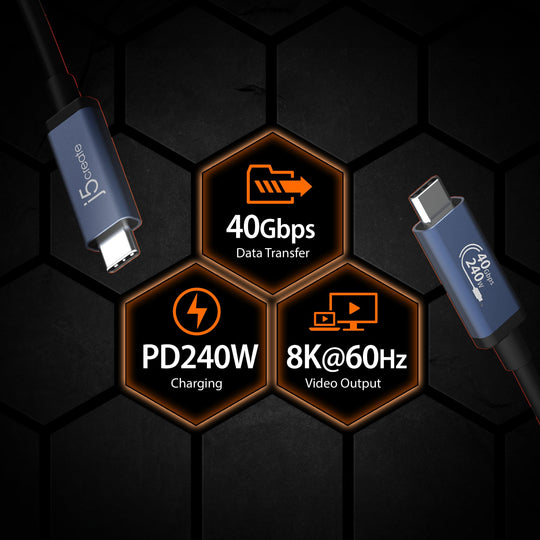 j5create USB 40Gbps 240W USB Type-C® Cable, JUC29L08