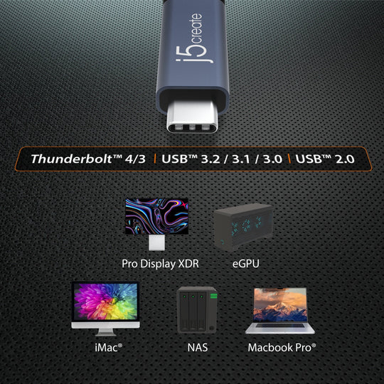 j5create USB 40Gbps 240W USB Type-C® Cable, JUC29L08