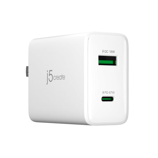 j5create 67W GaN USB-C® 2-Port Charger, JUP2367