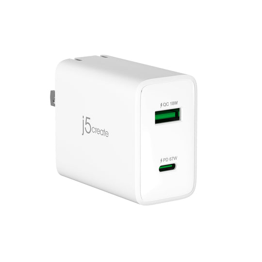 j5create 67W GaN USB-C® 2-Port Charger, JUP2367