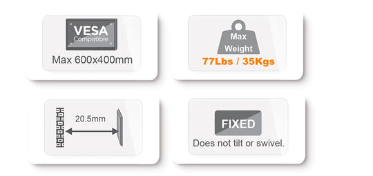 Rhino Brackets Low Profile Fixed TV Wall Mount for 37-70 Inch Screens