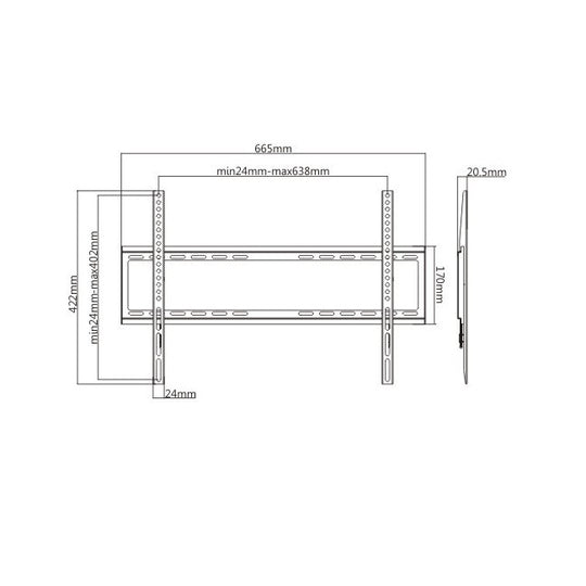 Rhino Brackets Low Profile Fixed TV Wall Mount for 37-70 Inch Screens
