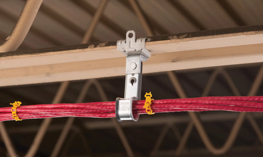 Caddy 3/4 Inch J-Hook with Hammer On Flange Clip, Swivel