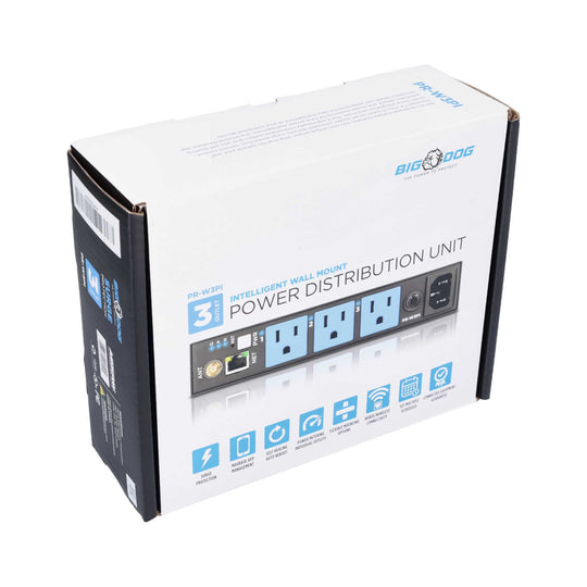 Big Dog 3 Outlet Wall Mount Smart Power Distribution Unit w/ Self-Healing