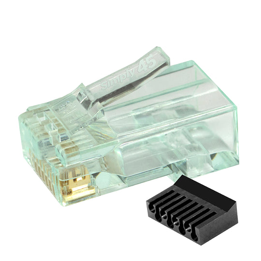 Simply45 Standard Cat6/6a UTP RJ45 Modular Plugs w/ Bar45™, Green Tint