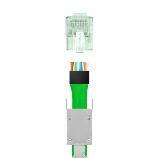 Simply45 Standard Shielded (External Ground) Cat6 STP RJ45 Modular Plugs with Bar45™ Green Tint, Hi/Lo Stagger - 50pcs/Jar