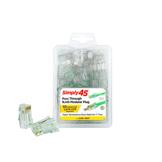 Simply45 Cat6 Unshielded Pass-Through RJ45 Modular Plugs