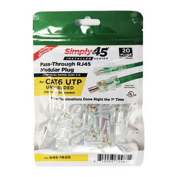 Simply45 Cat6 Unshielded Pass-Through RJ45 Modular Plugs