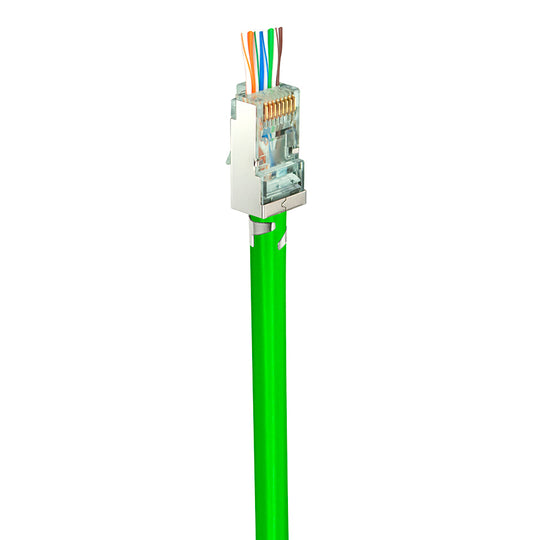 Simply45 ProSeries Cat6 Shielded External Ground Pass-Through RJ45 Modular Plugs with Cap45® - 50 Pack