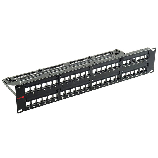 Simply45 Unloaded Unshielded Keystone Patch Panel w/ Cable Management Bracket