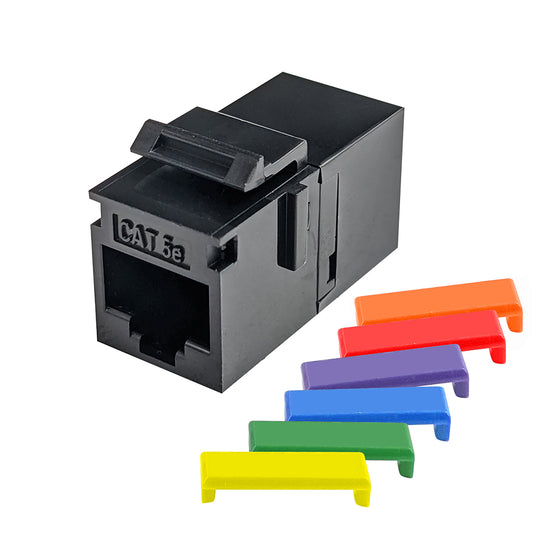 Simply45 Cat5E UTP Keystone Feed-Thru Coupler - w/6-Color Snap-On ID Bars Included. 1ea/Bag - 25/Pack