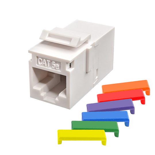 Simply45 Cat5E UTP Keystone Feed-Thru Coupler - w/6-Color Snap-On ID Bars Included. 1ea/Bag - 25/Pack