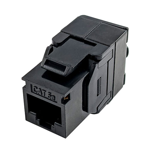 Simply45 Cat5e UTP 180° Keystone Jack, Toolless, Dust Cover, w/6-Color Snap-On ID Bars Included - 25/Pack