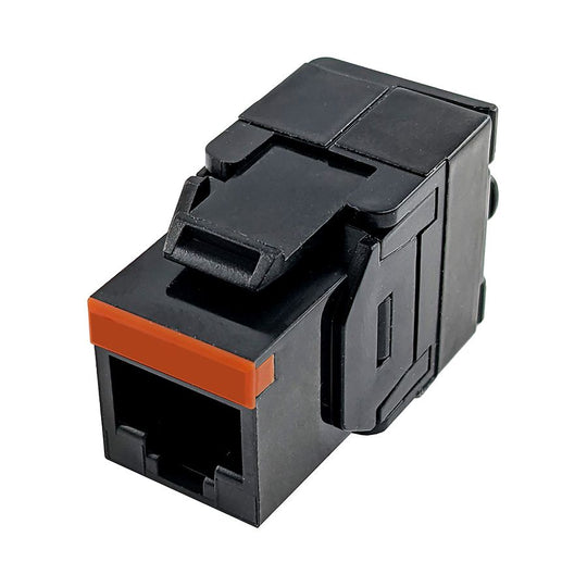 Simply45 Cat5e UTP 180° Keystone Jack, Toolless, Dust Cover, w/6-Color Snap-On ID Bars Included - 25/Pack